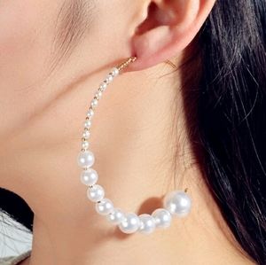 Faux Pearl Hoop Earrings